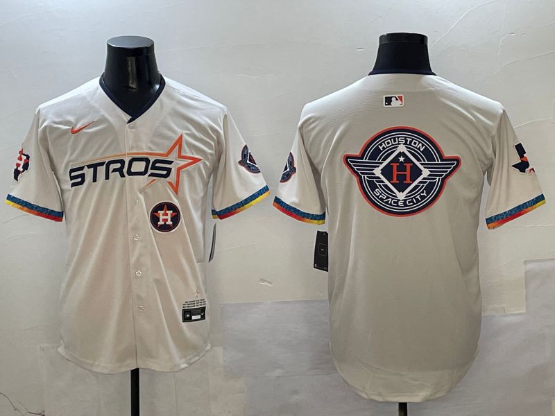 Men Houston Astros Blank Cream Fourth generation Joint Name 2025 Nike MLB Jersey style 41417->houston astros->MLB Jersey